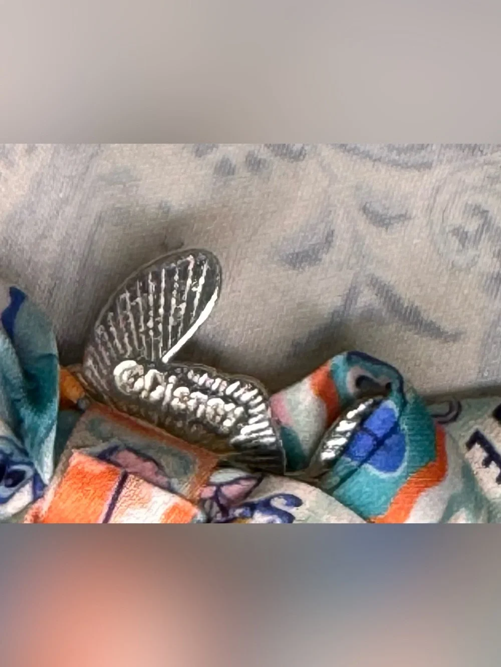 Disney Stitch Scalp Massager, Detangler Brush, and Metal Stich on Satin Scrunch